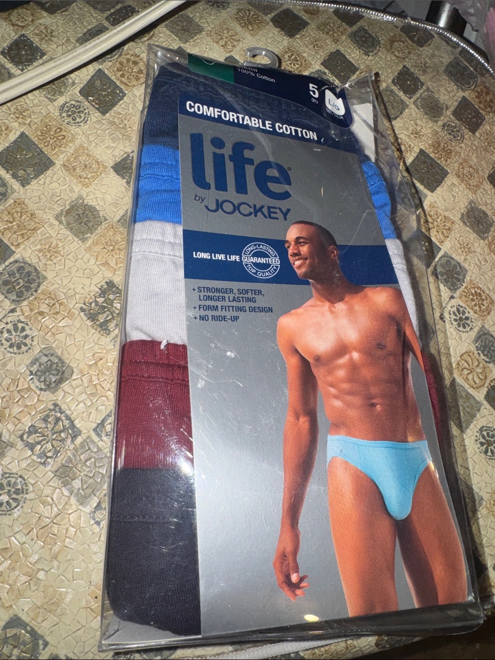 NOS Jockey Life Cotton sz L No ride up Bikini Briefs, Underwear 5 pr Package